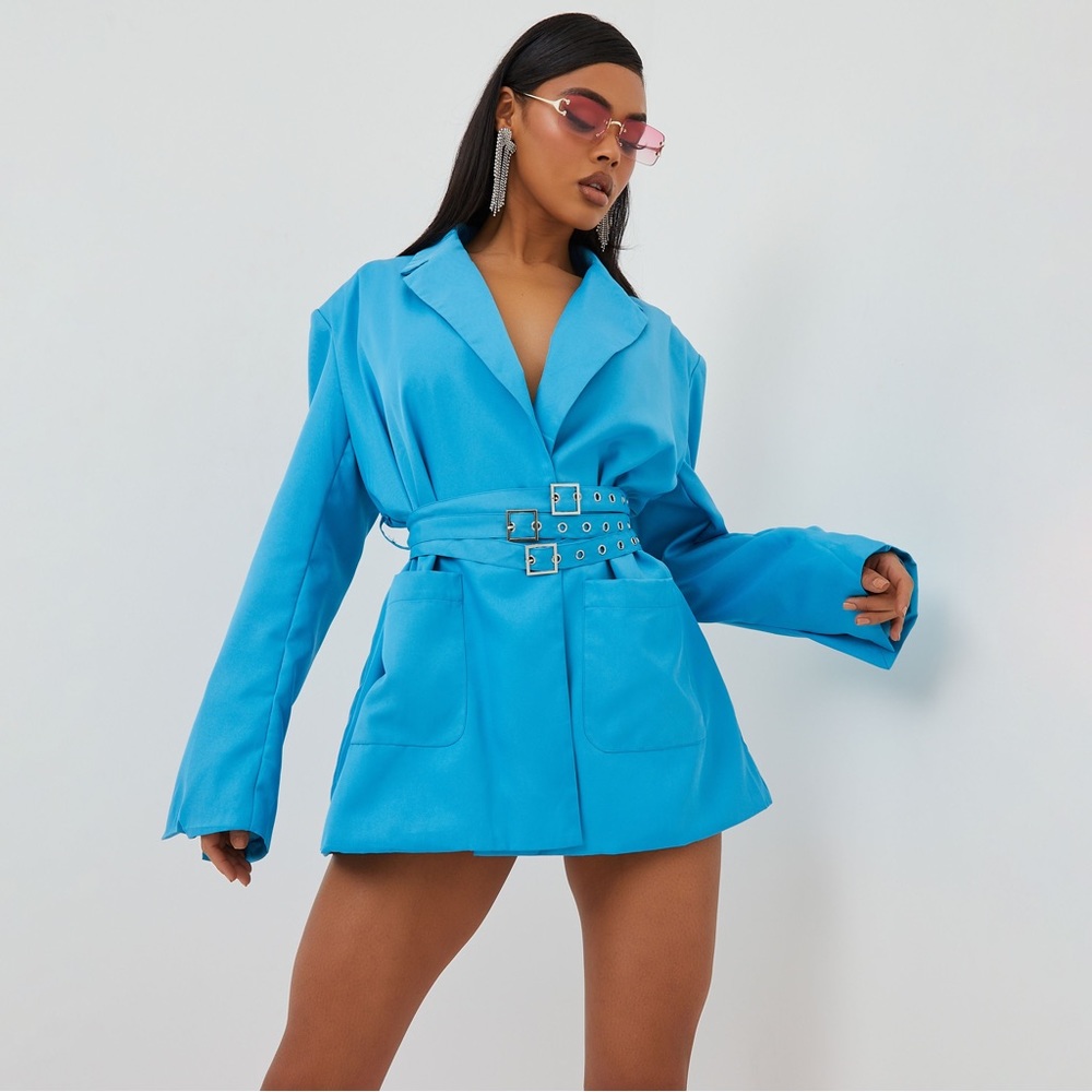 EGO Blue Belted Blazer Mini Dress